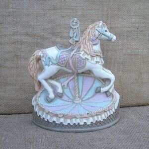 Vintage Cast Iron Carousel Horse Bookend Door Stop